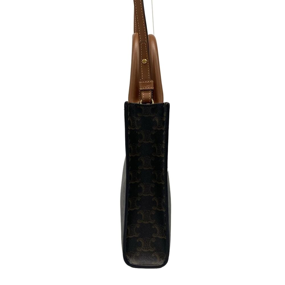 Celine Mini Vertical Cabas Tote Bag 194372BZK.04LU Triomphe Canvas Calf Skin - Picture 2 of 15